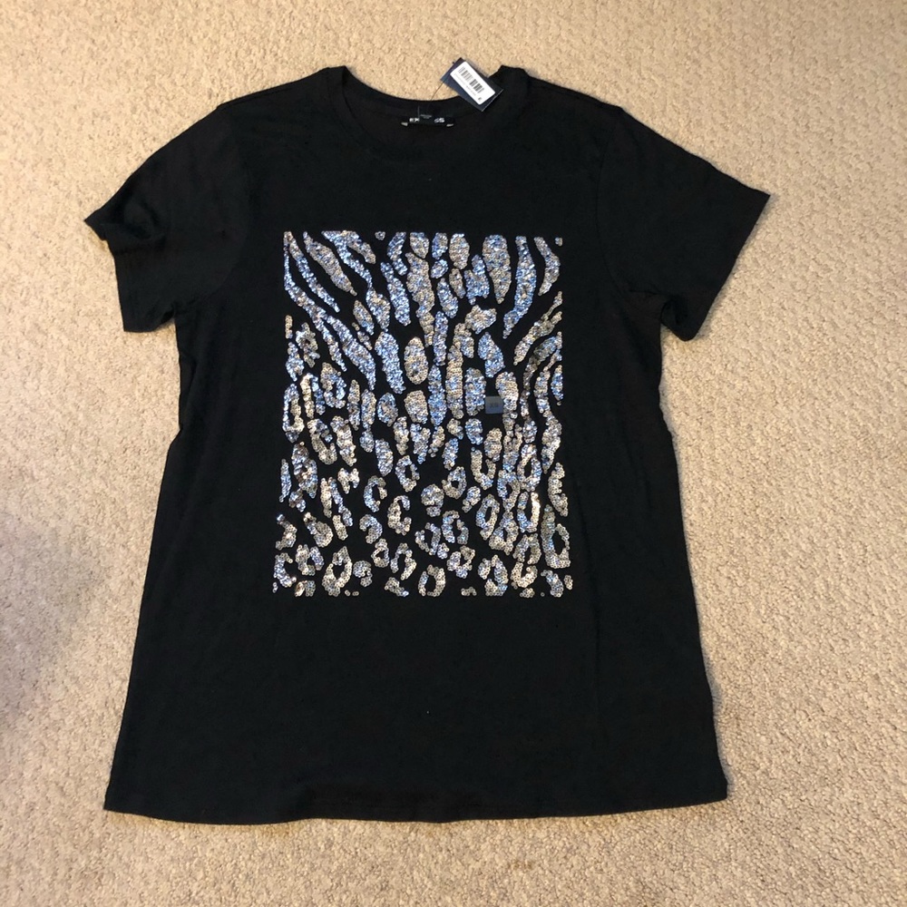 Express Textured Design Black Blouse